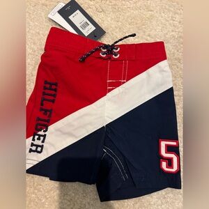 Tommy Hilfiger Red and Black Swim Shorts